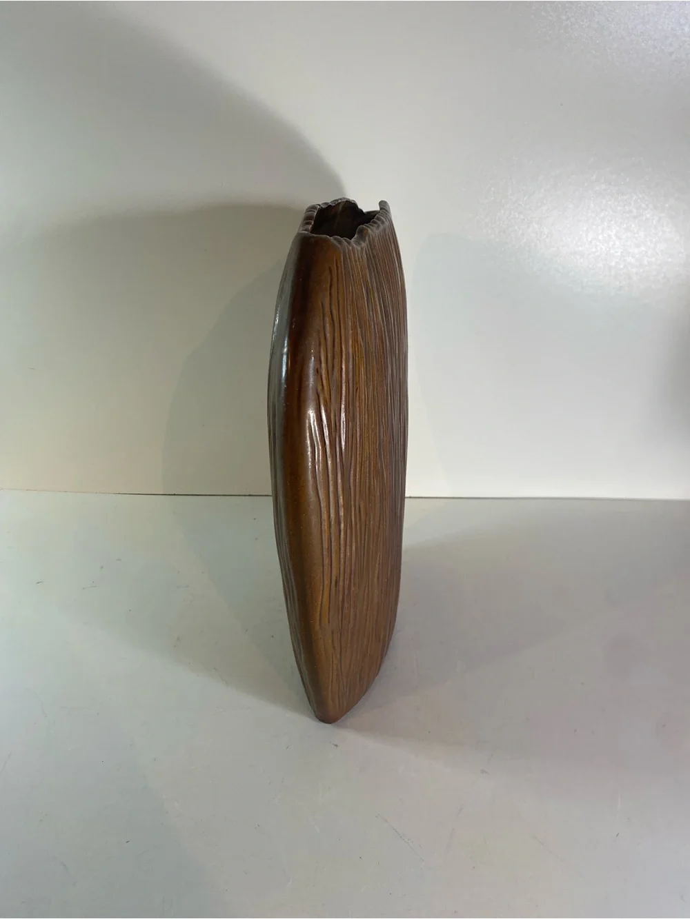 Pier 1 Brown Ribbed Narrow 12”x12” Vase